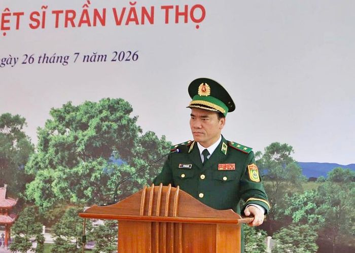 Trung tướng Vũ Trung Kiên, Tư lệnh Bộ đội Biên phòng phát biểu tại buổi lễ. 