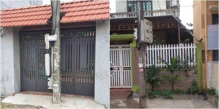 Trước cổng có cột điện hoặc trụ lớn. Ảnh minh họa.
