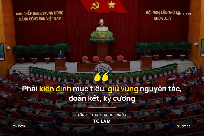  Tổng Bí thư, Chủ tịch nước Tô Lâm nhấn mạnh, thành công của hội nghị mới là bước đầu. Tình hình thế giới sẽ còn diễn biến nhanh, phức tạp, thời cơ và thách thức đan xen. Càng trong hoàn cảnh đó, càng phải kiên định mục tiêu, giữ vững nguyên tắc, đoàn kết, kỷ cương; chủ động, sáng tạo, dám nghĩ, dám làm, dám chịu trách nhiệm vì lợi ích chung. 