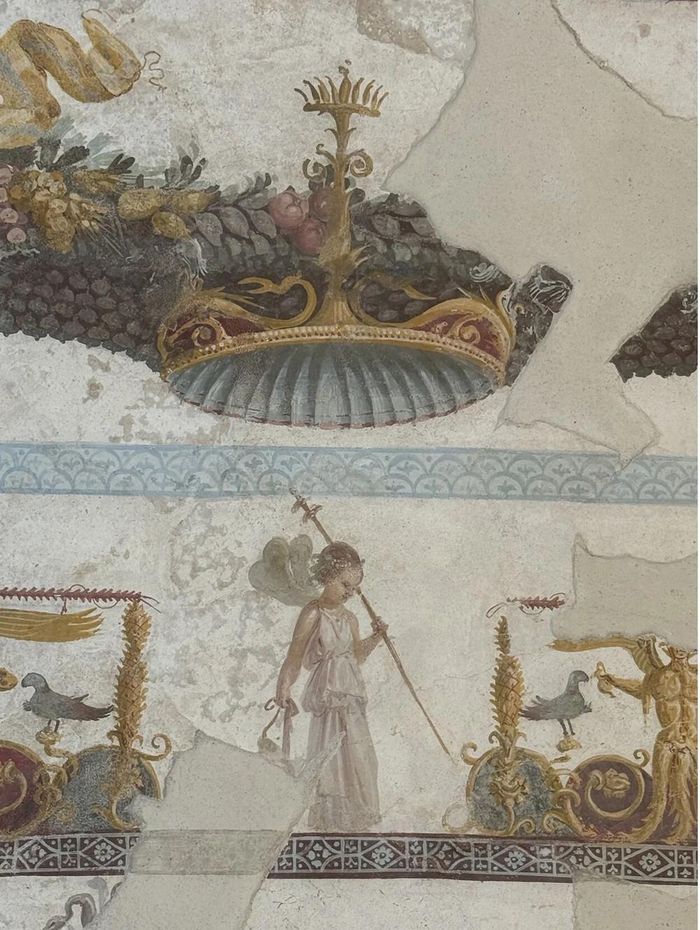 Một phần trần nhà đã được phục dựng được trưng bày tại khu di tích khảo cổ Pompeii. Ảnh: Internet