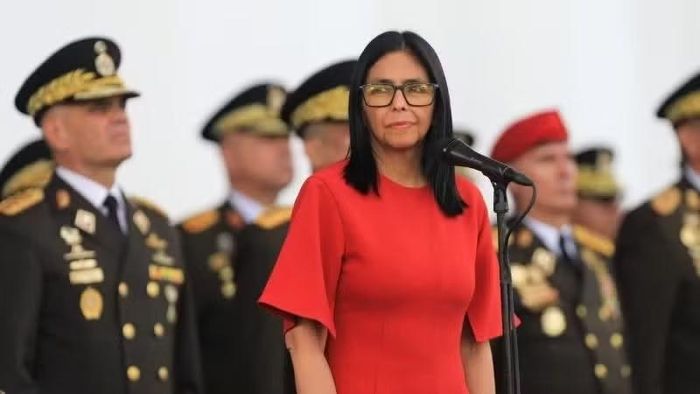 Tổng thống lâm thời Venezuela Delcy Rodríguez tại một sự kiện ở Caracas ngày 28/1/2026. (Ảnh: THX/TTXVN)