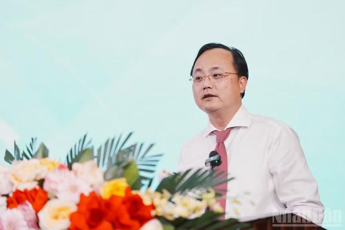 Đồng chí Tô Huy Vũ, Bí thư Đảng ủy, Chủ tịch Hội đồng thành viên Agribank phát biểu tại sự kiện.
