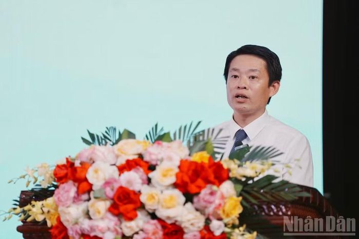 Đồng chí Nguyễn Quang Huy, Tỉnh ủy viên, Giám đốc Sở Khoa học và Công nghệ tỉnh Lạng Sơn phát biểu tại sự kiện.