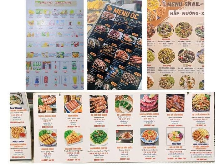Qua kiểm tra ban đầu, các quầy kinh doanh hải sản, thức ăn và đồ uống cơ bản đều có bảng giá hoặc thực đơn niêm yết công khai
