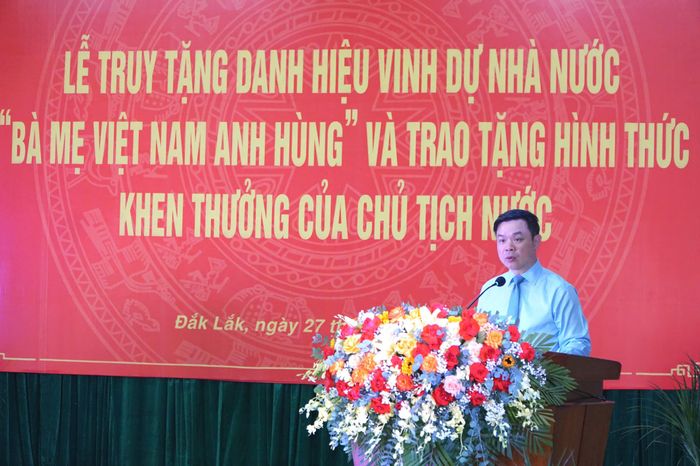 Ông Đỗ Hữu Huy, Chủ tịch UBND tỉnh Đắk Lắk, phát biểu tại buổi lễ
