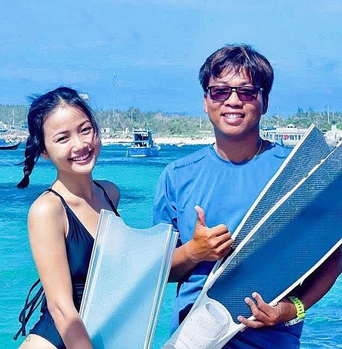 Anh Ngô Minh Tính - huấn luyện viên lặn tự do tại đảo Phú Quý.