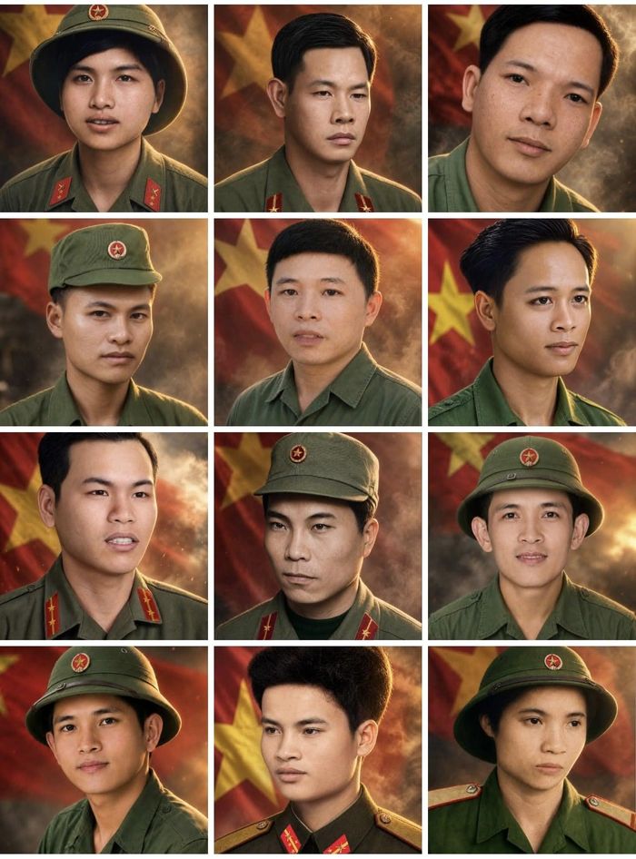 Theo anh Thắng, phục chế ảnh liệt sĩ là công việc đặc thù bởi mỗi tấm ảnh đều ghi dấu ấn lịch sử. Từ áo, quân hàm, mũ, huân chương, phù hiệu đều được anh nghiên cứu, trao đổi, tham khảo, đối chiếu kỹ để đảm bảo tính chính xác, sự chân thực. Ảnh: NVCC