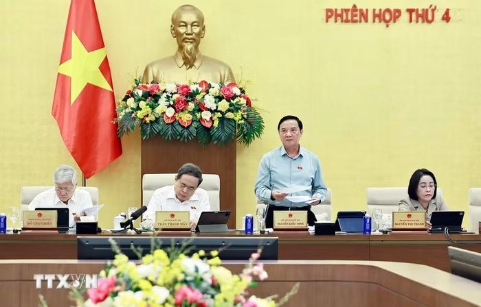 Phó Chủ tịch Quốc hội Nguyễn Khắc Định phát biểu. (Ảnh: Doãn Tấn/TTXVN)
