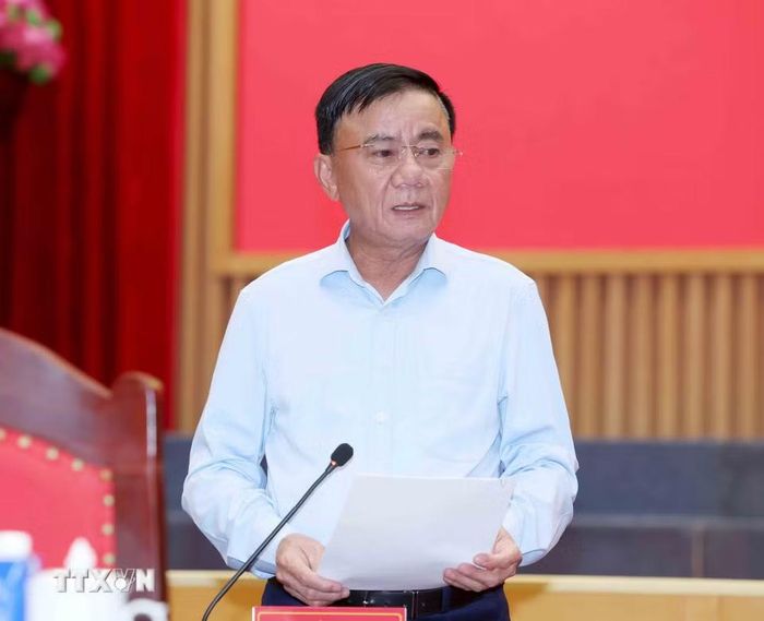 Thường trực Ban Bí thư Trần Cẩm Tú phát biểu chỉ đạo buổi làm việc. (Ảnh: Phương Hoa/TTXVN)