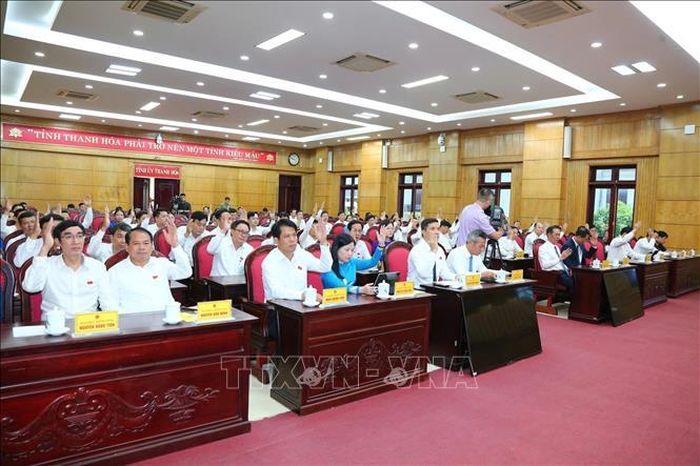 HĐND tỉnh Thanh Hóa tiến hành quy trình bầu Chủ tịch UBND tỉnh nhiệm kỳ 2026-2031. Ảnh: TTXVN phát