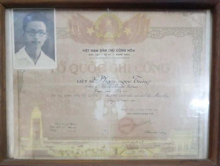 Bằng “Tổ quốc ghi công” của liệt sĩ Phạm Ngọc Tùng