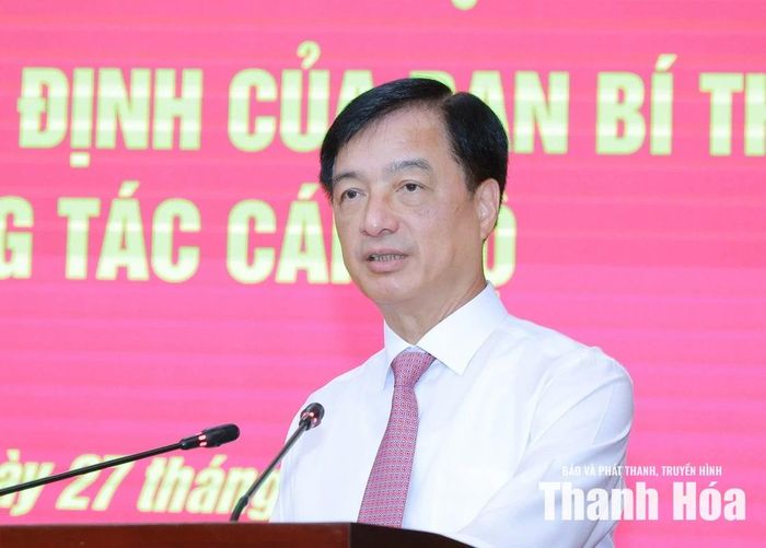 Đồng chí Nguyễn Duy Ngọc, Ủy viên Bộ Chính trị, Bí thư Trung ương Đảng, Trưởng Ban Tổ chức Trung ương phát biểu tại hội nghị.