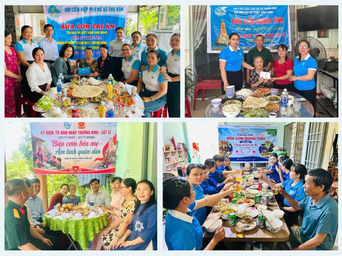 Bên những mâm cơm nghĩa tình nhân ngày Thương binh - Liệt sĩ 27/7. Ảnh: THÚY HIỀN