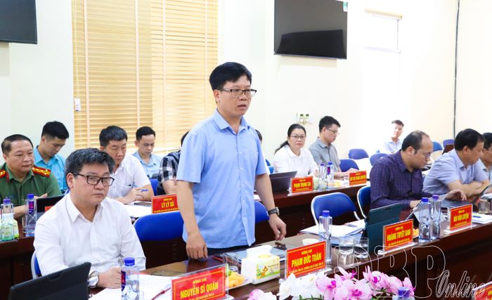  Trưởng Ban Tổ chức Tỉnh ủy Phạm Đức Toàn phát biểu tại buổi làm việc.