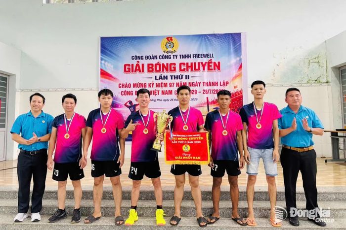 Công đoàn cơ sở Công ty TNHH Freewell (Khu công nghiệp Bắc Đồng Phú) tổ chức Giải bóng chuyền công nhân viên công ty lần thứ II năm 2026. Ảnh: CTV