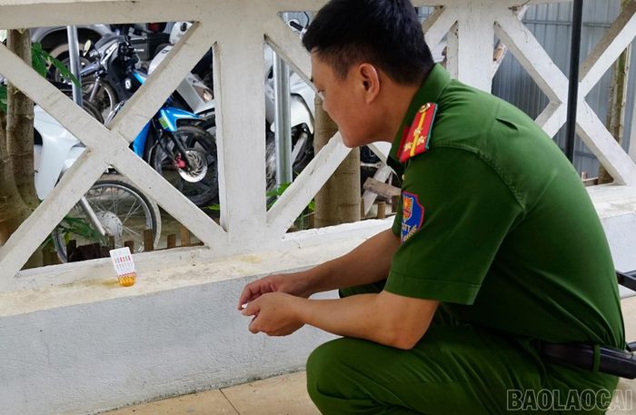 Cán bộ Công an xã giám sát kết quả.
