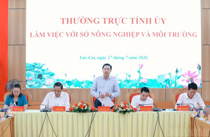 Các đồng chí Thường trực Tỉnh ủy chủ trì buổi làm việc.