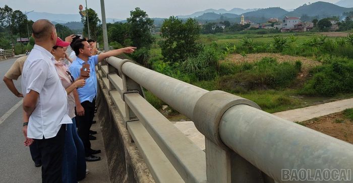 Đoàn công tác khảo sát tại khu vực cầu Cổ Phúc.