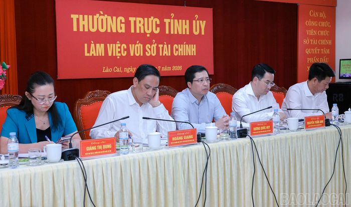 Các đồng chí Thường trực Tỉnh ủy chủ trì buổi làm việc.