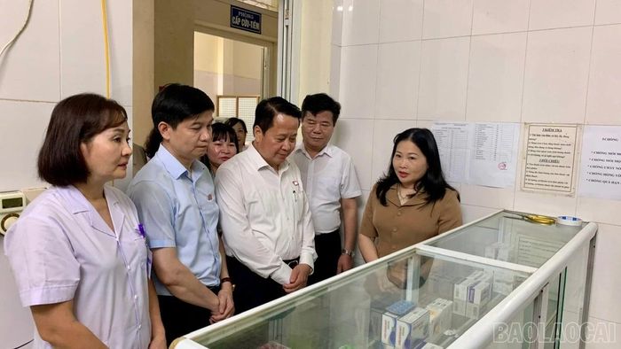 Đoàn giám sát và lãnh đạo UBND tỉnh Lào Cai trực tiếp khảo sát, giám sát tại Trạm Y tế phường Nam Cường.