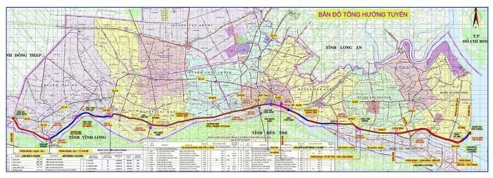 Bản đồ hướng tuyến ĐT.864 (đường dọc sông Tiền). Ảnh: Internet