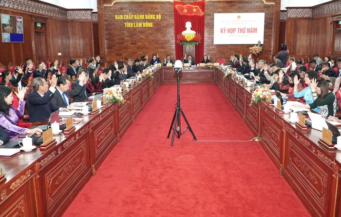 Đại biểu biểu quyết thông qua các nghị quyết tại kỳ họp