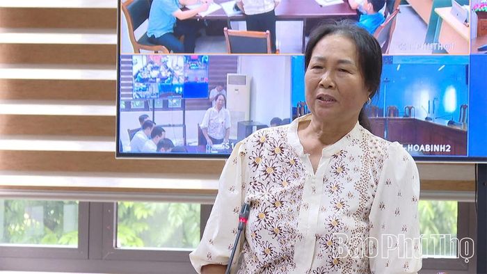 Công dân Vũ Thị Sơn trình bày tâm tư, nguyện vọng tại buổi tiếp công dân.