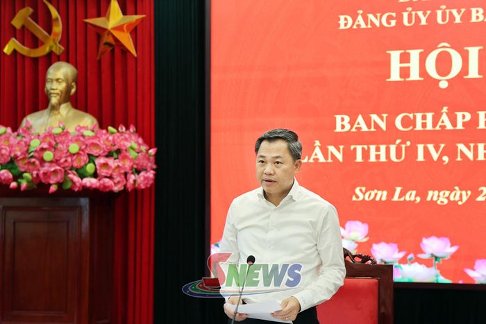 Đồng chí Nguyễn Đình Việt, Phó Bí thư Tỉnh ủy, Bí thư Đảng ủy, Chủ tịch UBND tỉnh, phát biểu chỉ đạo tại hội nghị.