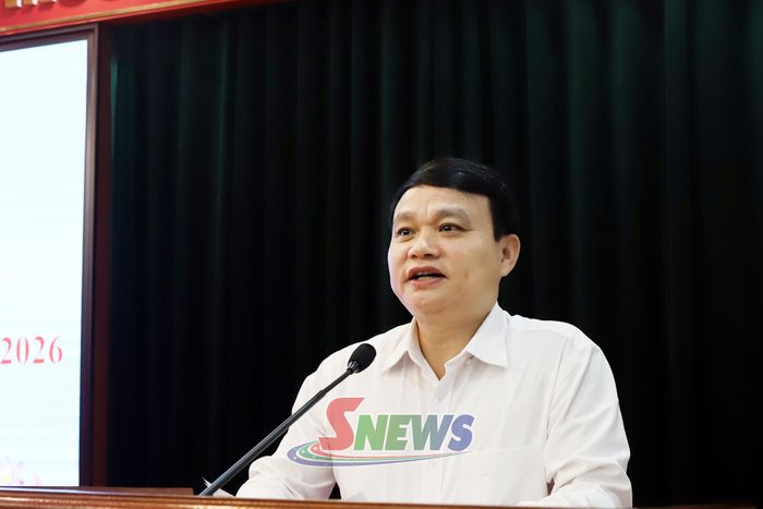 Đồng chí Đặng Ngọc Hậu phát biểu tại hội nghị.