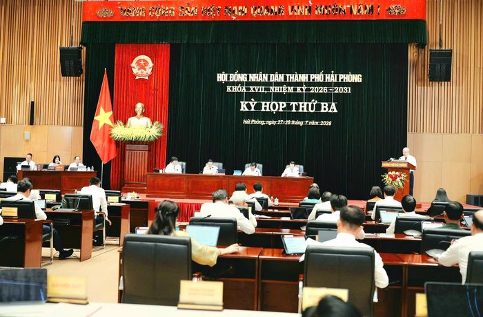 Quang cảnh kỳ họp thứ Ba, HĐND thành phố Hải Phòng Khóa XVII. Ảnh: Nguyễn Ánh