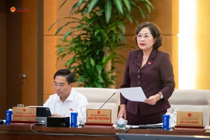 Phó Chủ tịch Quốc hội Nguyễn Thị Hồng phát biểu tại phiên họp