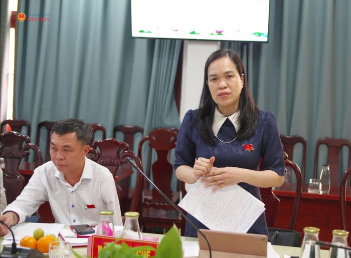 Đại diện Ban Pháp chế HĐND tỉnh góp ý tại buổi làm việc
