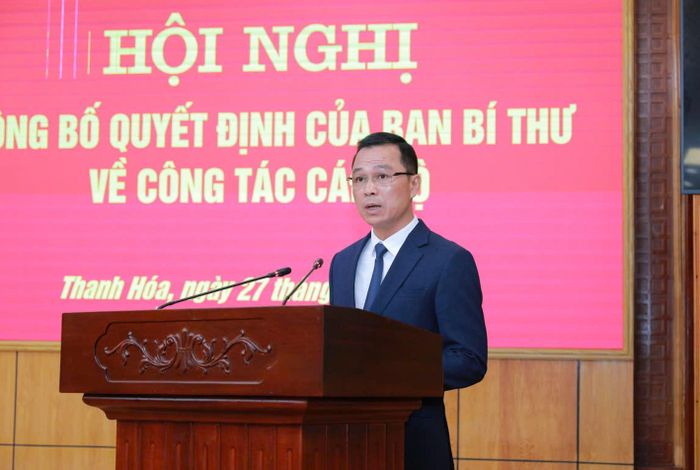 Ông Tô Anh Dũng phát biểu sau khi nhận quyết định của Ban Bí thư