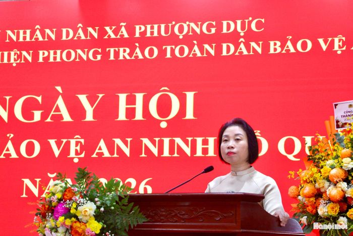 Phó Chủ tịch HĐND thành phố Hà Nội Phạm Thị Thanh Mai phát biểu tại ngày hội. Ảnh: PN