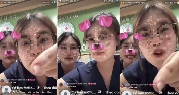Hai sinh viên livestream phản cảm trên mạng xã hội. Ảnh cắt từ clip
