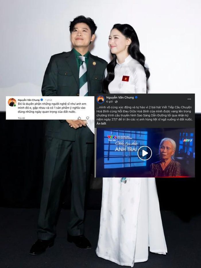 Nhạc sĩ Nguyễn Văn Chung tự hào với 2 bài hát "Viết tiếp câu chuyện hòa bình cùng "Nỗi đau giữa hòa bình" của mình được vang lên trong chương trình cầu truyền hình "Sao sáng dẫn đường".