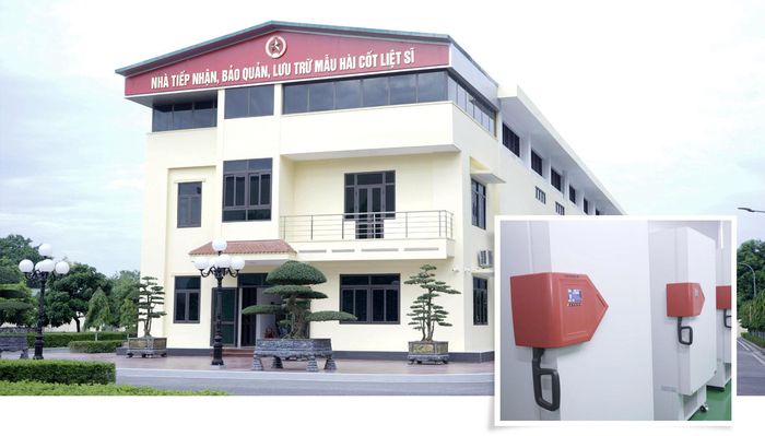 Nhà tiếp nhận, bảo quản, lưu trữ mẫu hài cốt liệt sĩ và hệ thống tủ lạnh âm sâu lưu giữ những mẫu hài cốt liệt sĩ đặc biệt.