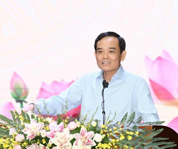  Bí thư Thành ủy TPHCM Trần Lưu Quang thông tin về chủ trương sắp xếp đơn vị hành chính cấp xã trong thời gian tới. Ảnh: VIỆT DŨNG 
