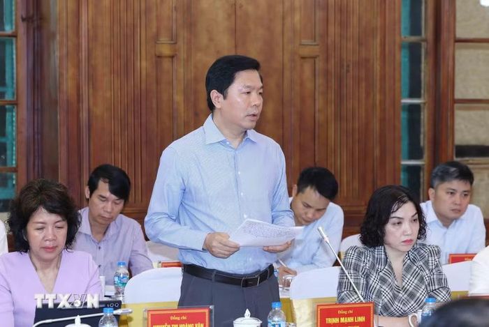 Đồng chí Trịnh Mạnh Linh, Ủy viên Trung ương Đảng, Phó Trưởng Ban Tổ chức Trung ương phát biểu tại hội nghị. (Ảnh: Phương Hoa/TTXVN)