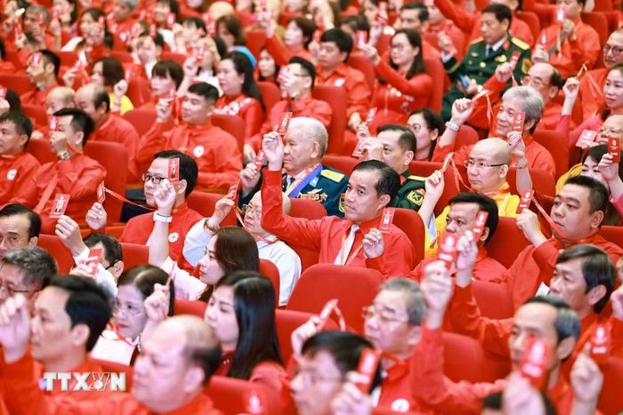 Các đại biểu đã thông qua Nghị quyết Đại hội, tạo nền tảng để toàn Hội triển khai thắng lợi các mục tiêu, nhiệm vụ của nhiệm kỳ mới. (Ảnh: TTXVN)