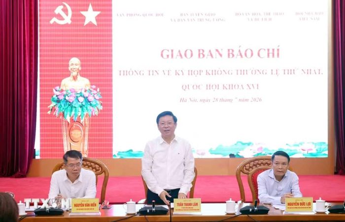 Đồng chí Trần Thanh Lâm, Ủy viên Trung ương Đảng, Phó Trưởng ban Tuyên giáo và Dân vận Trung ương phát biểu. (Ảnh: Phạm Kiên/TTXVN)