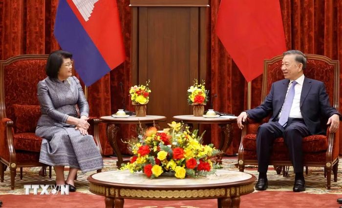 Tổng Bí thư, Chủ tịch nước Tô Lâm tiếp Chủ tịch Quốc hội Vương quốc Campuchia Samdech Khuon Sudary. (Ảnh: Thống Nhất/TTXVN)