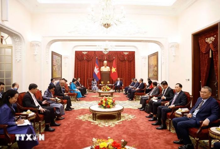 Tổng Bí thư, Chủ tịch nước Tô Lâm tiếp Chủ tịch Quốc hội Vương quốc Campuchia Samdech Khuon Sudary. (Ảnh: Thống Nhất/TTXVN)
