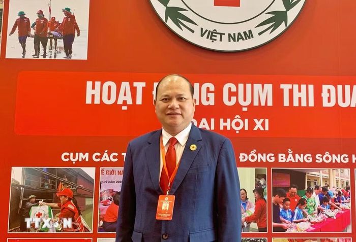 Ông Bùi Mạnh Phúc, Ủy viên Ban Chấp hành Trung ương Hội Chữ thập Đỏ Việt Nam, Chủ tịch Hội Chữ thập đỏ thành phố Hải Phòng tại Đại hội đại biểu toàn quốc Hội Chữ thập Đỏ Việt Nam lần thứ XII. (Ảnh: Hạnh Quyên/TTXVN)