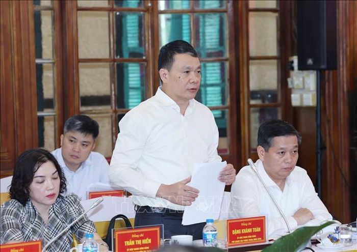 Đồng chí Đặng Khánh Toàn, Ủy viên Trung ương Đảng, Phó Chánh Văn phòng Trung ương Đảng phát biểu tại hội nghị. Ảnh: Phương Hoa/TTXVN