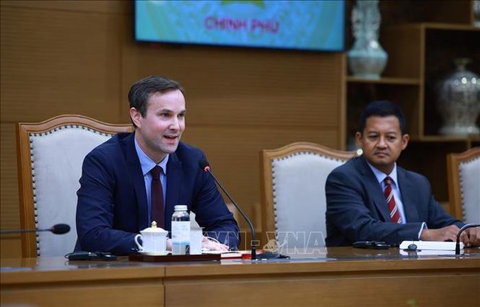 Ông Jochen Schmittmann, Trưởng đại diện Quỹ Tiền tệ quốc tế (IMF), tại Việt Nam, Campuchia, Lào phát biểu. Ảnh: Dương Giang/TTXVN