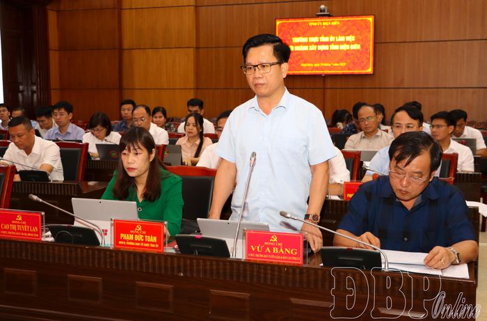  Trưởng ban Tổ chức Tỉnh ủy Phạm Đức Toàn phát biểu tại buổi làm việc.