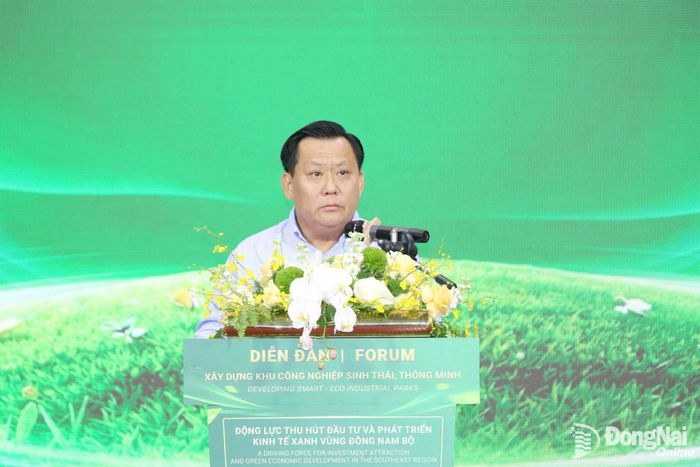Phó Chủ tịch UBND tỉnh Tây Ninh Huỳnh Văn Sơn chia sẻ kinh nghiệm của địa phương trong phát triển khu công nghiệp. Ảnh: Vương Thế