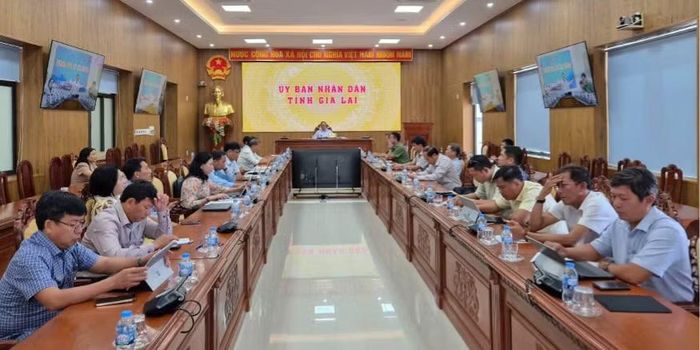  Quang cảnh phiên họp tại điểm cầu tỉnh Gia Lai. Ảnh: Hồng Thương 