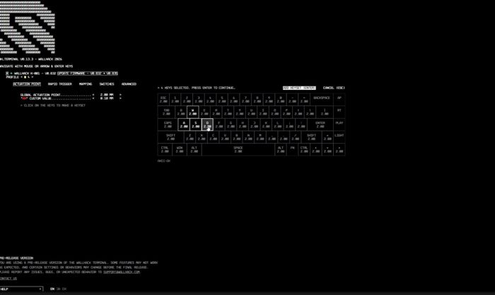 Giao diện cấu hình bàn phím trực tiếp trên ứng dụng web.